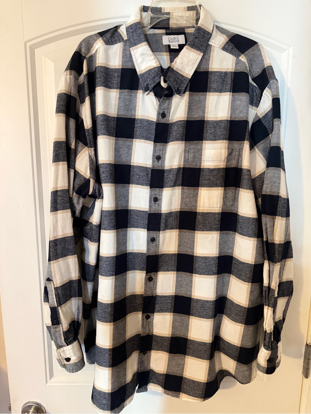 croft & barrow Black and White Plaid Button-Down Shirt 3XB